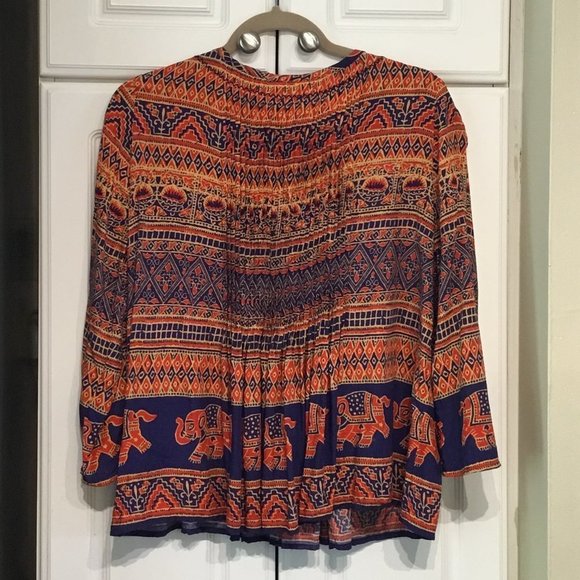 Vanessa Virginia Anthropologie Mahdia Elephant BOHO Top - Picture 2 of 5